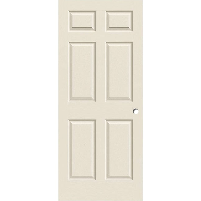 RELIABILT 30-in x 80-in Primed 6-panel Textured Hollow core Primed Molded composite Slab Door with Lockset Bore