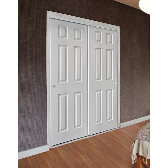 RELIABILT 9205C Bellflower 72-in x 80-in White 6-panel Textured Prefinished Steel Closet Sliding Door ( Hardware Included )