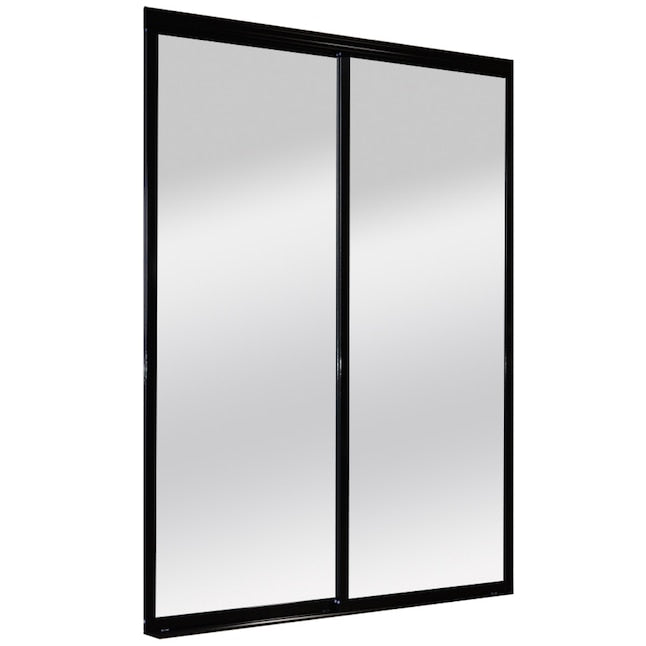 RELIABILT 9800 Boston 96-in x 80-in Black Mirror/Panel Mirrored glass Prefinished Aluminum Closet Sliding Door ( Hardware Included )