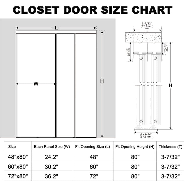 CALHOME 48-in x 80-in White 1-panel Mirrored glass Smooth Solid core Prefinished Glass Closet Sliding Door ( Hardware Included )