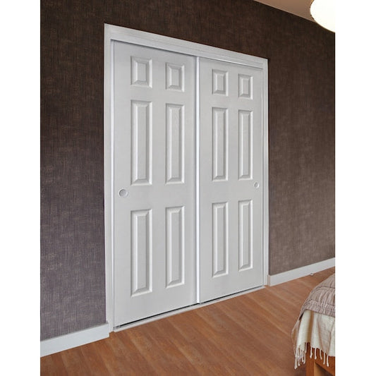 RELIABILT 9205C Bellflower 72-in x 80-in White 6-panel Textured Prefinished Steel Closet Sliding Door ( Hardware Included )