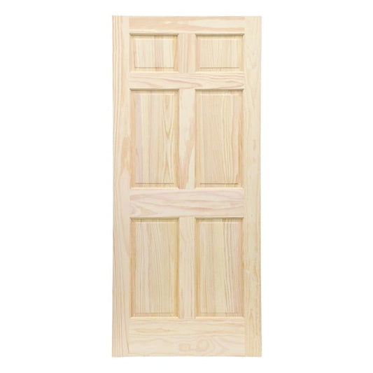 RELIABILT 24-in x 80-in Clear 6-panel Solid core Unfinished Pine Wood Slab Door