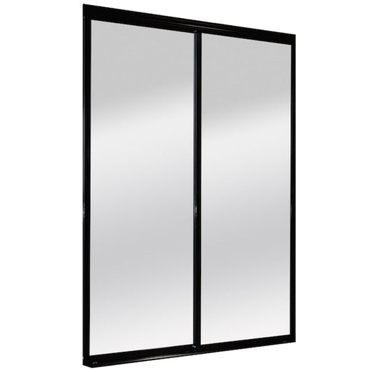 RELIABILT 9800 Boston 96-in x 80-in Black Mirror/Panel Mirrored glass Prefinished Aluminum Closet Sliding Door ( Hardware Included )