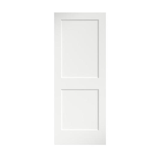 EightDoors Shaker 30-in x 80-in Primed White 2-panel square Smooth Solid core Primed MDF Slab Door