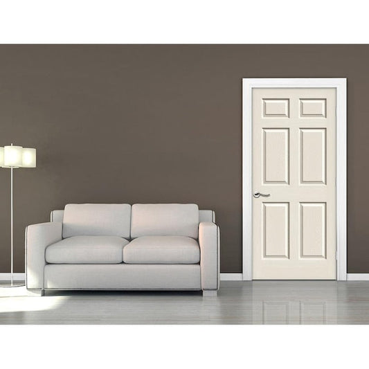 RELIABILT 30-in x 80-in Primed 6-panel Textured Hollow core Primed Molded composite Slab Door with Lockset Bore