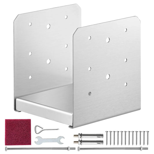 SKYSHALO 6"x 6" Post Support, Single Pack Stainless Steel Adjustable Anchor Bracket (Internal Dimensions 5.9 x 5.5")